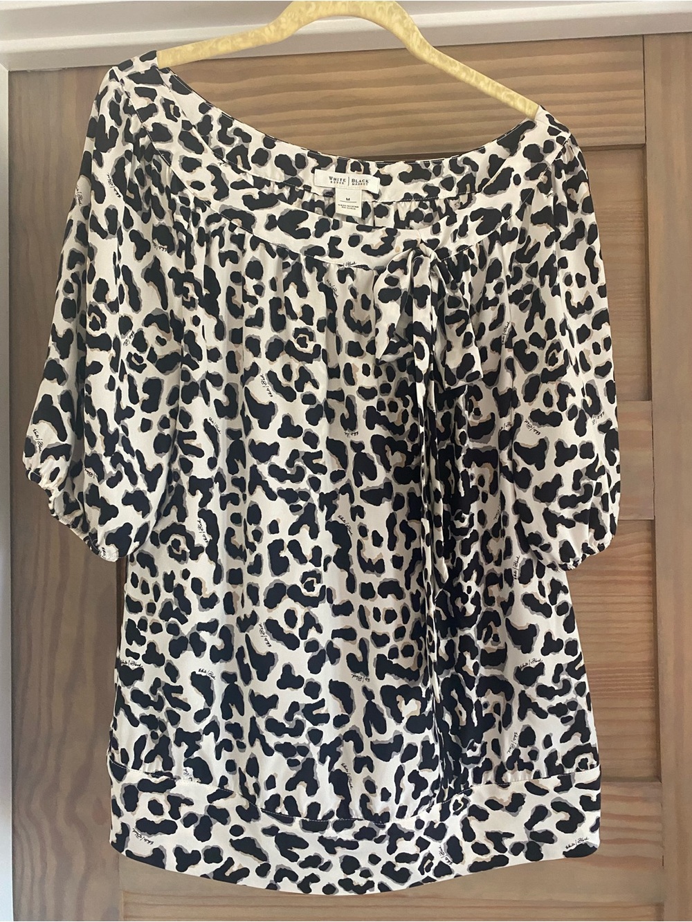 White House Black Market Black and White Leopard Print Blouse